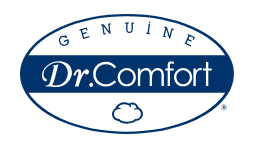 Logotipo de Doctor Comfort con la inscripción Genuine Doctor Comfort y un dibujo lineal de una nube debajo del texto.
