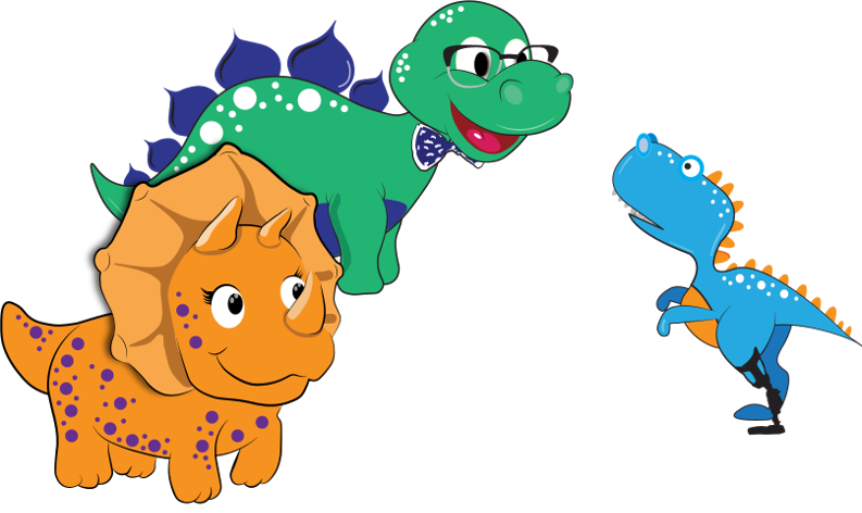 boton al inicio: Logotipo del BioLab con dinosaurios